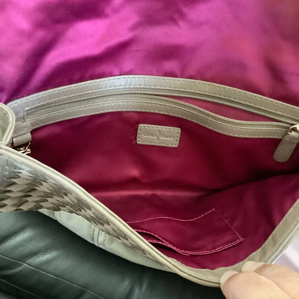 Cole Haan Brown Woven Vegan Patent Leather Clutch